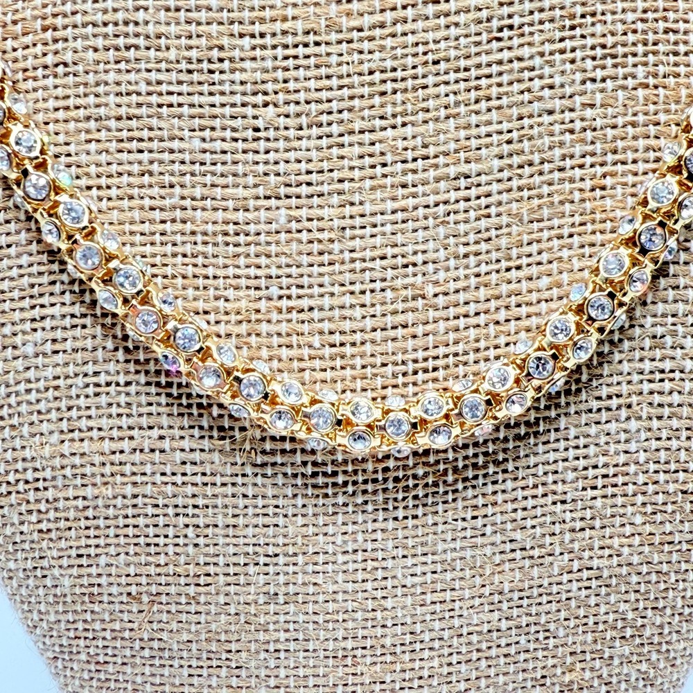 14.5-17.5" Gloria Vanderbilt Gold Tone Diamanté Mesh Necklace w/ Swan